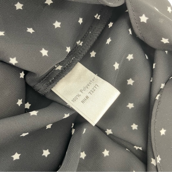 LC Lauren Conrad Womens Button Up Shirt Black Stars Collar Keyhole S - Picture 4 of 4
